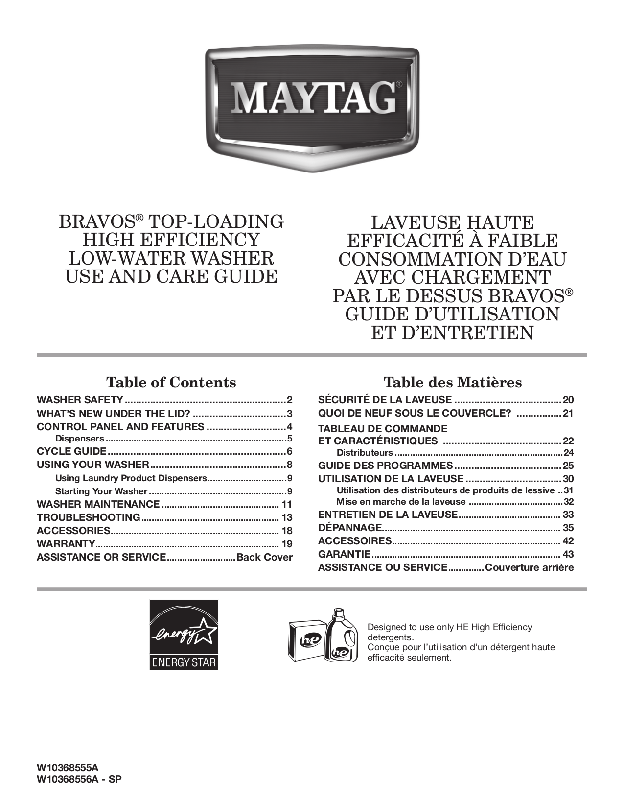 Download free pdf for Maytag Bravos MVWB850W Washer manual